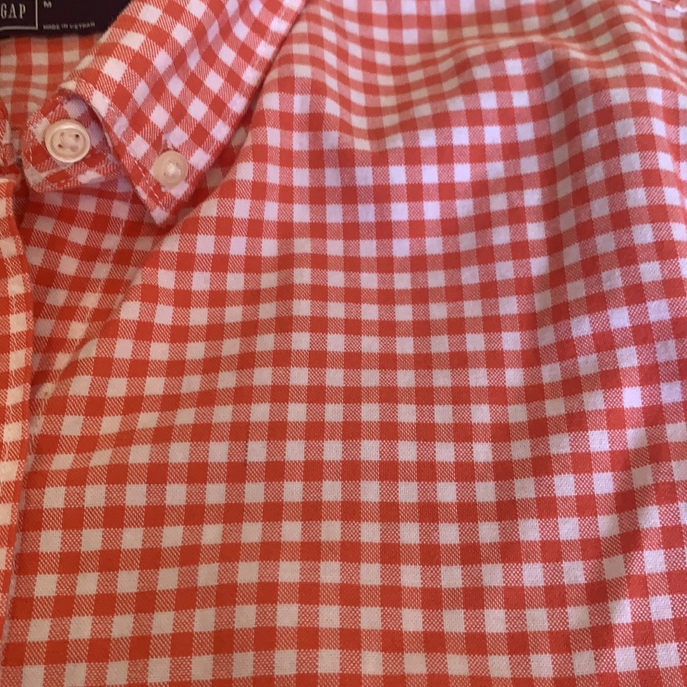 Gap orange gingham button down shirt - Picture 3 of 3